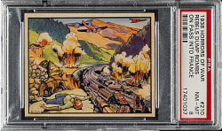 1938 R69 Gum, Inc. "Horrors of War" #210 Rebels Dump Bombs on Pass Into France PSA NM-MT 8