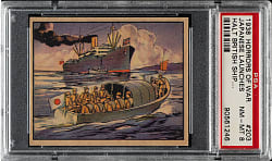 1938 R69 Gum, Inc. "Horrors of War" #203 Japenese Launches Halt British Ship in Whangpoo PSA NM-MT 8