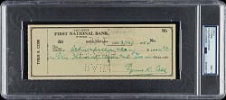 1954 Ty Cobb Signed Check PSA/DNA MINT 9 Plus Full JSA LOA