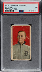 Newly Discovered 1909-1911 T206 Ty Cobb Portrait Red Background PSA POOR 1 - Carolina Brights Back