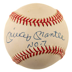 Mickey Mantle Single-Signed Baseball with "NO. 7" Inscription - JSA