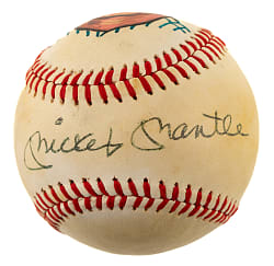 Mickey Mantle Single-Signed Portrait Baseball - JSA