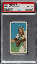 1909-1911 T206 White Border Fred Snodgrass Catching PSA EX-MT 6