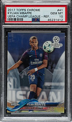 2017-2018 Topps Chrome Soccer UEFA Champions League #41 Kylian Mbappe Refractor PSA GEM MINT 10