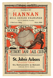 1922 Detroit Tigers (vs. New York Yankees) Program with Babe Ruth and Ty Cobb in Lineup