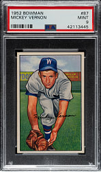 1952 Bowman #87 Mickey Vernon PSA MINT 9