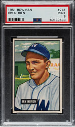 1951 Bowman #241 Irv Noren PSA MINT 9