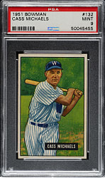 1951 Bowman #132 Cass Michaels PSA MINT 9