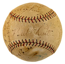 1928 New York Yankees World Champions Team-Signed Baseball with Babe Ruth and Lou Gehrig - JSA