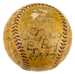 1934 New York Yankees Team-Signed Baseball with Babe Ruth and Lou Gehrig - JSA - Gehrig's Triple Crown Season!