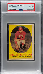 1958 Topps Football Unopened Cello Pack PSA EX-MT 6 - Ollie Matson on Top