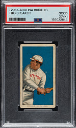 Newly Discovered 1909-1911 T206 White Border Tris Speaker Rookie PSA GOOD 2 (MK) - Carolina Brights Back