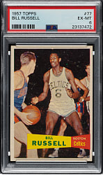 1957-1958 Topps Basketball #77 Bill Russell Rookie PSA EX-MT 6