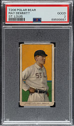 1909-1911 T206 White Border Ray Demmitt St. Louis Variation PSA GOOD 2