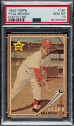 1962 Topps #181 Paul Brown Green Tint PSA GEM MINT 10 - 1 of 3