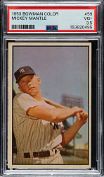 1953 Bowman Color #59 Mickey Mantle PSA VG+ 3.5
