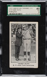 1922 E121 American Caramel (Series of 120) "Babe" Ruth Holding Bird SGC VG 40