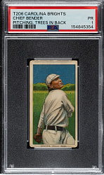 1909-1911 T206 White Border Chief Bender Pitching Trees in Background PSA POOR 1 - Carolina Brights Back