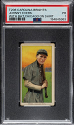1909-1911 T206 White Border Johnny Evers with Bat, Chicago on Shirt PSA POOR 1 - Carolina Brights Back