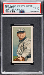 1909-1911 T206 White Border Cy Young Glove Shows PSA VG-EX 4