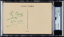 Signed 1953-1955 Artvue (Type 1) Black-and-White Hall of Fame Postcard Ty Cobb PSA/DNA GEM MINT 10