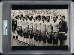 1970 Brazilian National World Cup Champions Team with Pele Original United Press International Photograph PSA/DNA Type I