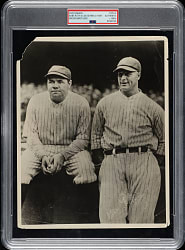 Circa 1960s Babe Ruth and Lou Gehrig in 1929 Vintage Brown Brothers Photograph PSA/DNA Type IV