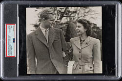 1947 Princess Elizabeth II and Duke of Edinburgh Original Topical Press Photograph PSA/DNA Type I