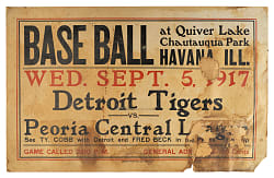 1917 Detroit Tigers vs. Peoria Central League Broadside with Ty Cobb and Fred Beck