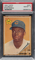 1962 Topps #387 Lou Brock Rookie PSA NM-MT 8