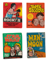 1956 to 1989 Nonsport Unopened Wax Pack Collection (29) Including Three Stooges, Star Wars, and Man on the Moon