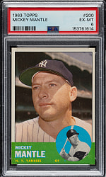 1963 Topps #200 Mickey Mantle PSA EX-MT 6