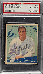1934 R320 Goudey #62 Hank Greenberg Rookie PSA VG-EX 4