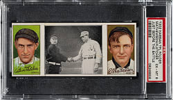 1912 T202 Hassan Triple Folder "Just Before The Battle" Christy Mathewson/Fletcher PSA EX-MT 6