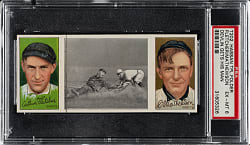 1912 T202 Hassan Triple Folder "Devlin Gets His Man" Christy Mathewson/Fletcher PSA EX-MT 6