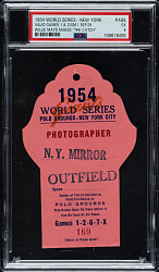1954 New York Giants (vs. Cleveland Indians) World Series Game 1 & 2 Press Pass PSA EX 5 - Willie Mays Makes "The Catch"