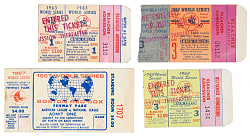1958 to 1969 World Series Ticket Stub Collection (32) Including Mantle Home Runs, Ryan Save, Koufax and Gibson Complete Games