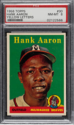 1958 Topps #30 Hank Aaron Yellow Letters PSA NM-MT 8