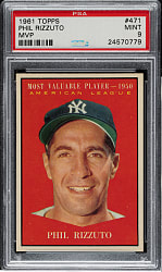 1961 Topps #471 Phil Rizzuto MVP PSA MINT 9