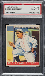 1933 R319 Goudey #188 Rogers Hornsby PSA EX-MT 6
