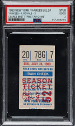 July 24, 1983 New York Yankees (vs. Kansas City Royals) Ticket Stub PSA GOOD 2 - George Brett "Pine Tar Game"
