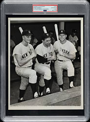 Circa 1961 Mickey Mantle, Roger Maris, and Yogi Berra Original Photograph PSA/DNA Type I