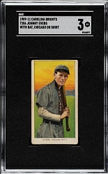 1909-1911 T206 White Border Johnny Evers with Bat, Chicago on Shirt SGC VG 3 - Carolina Brights Back