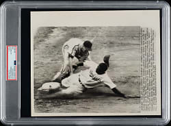 1949 Jackie Robinson and Marty Marion Vintage Wire Photograph PSA/DNA Type III