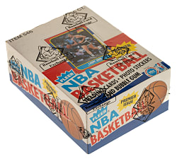 1986-1987 Fleer Basketball Unopened Wax Box (36 Packs) - BBCE - Michael Jordan Rookie Showing on Top of Pack and Five Jordan Stickers Showing on Back of Packs!