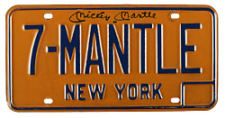 Mickey Mantle Signed License Plate - Beckett