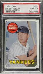 1969 Topps #500 Mickey Mantle White Letter Variation PSA VG-EX 4