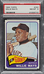 1965 Topps #250 Willie Mays PSA NM-MT 8