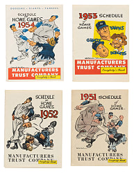 1951 to 1957 Manufacturers Trust Company Yankees, Dodgers, and Giants Pocket Schedule Booklets Collection (18)