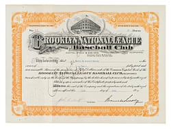 1948 Branch Rickey Signed Brooklyn Dodgers Stock Certificate - JSA